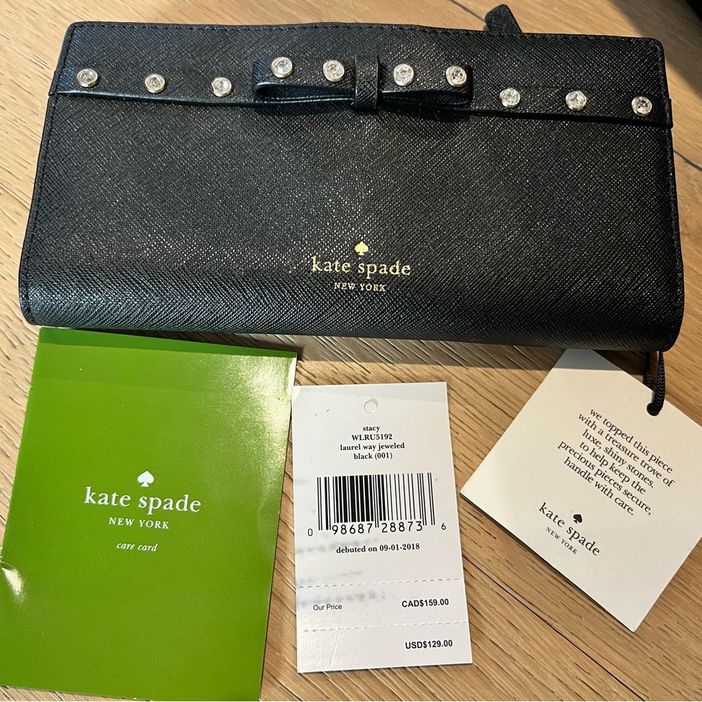 Kate Spade Black Wallet with Bow and Studs